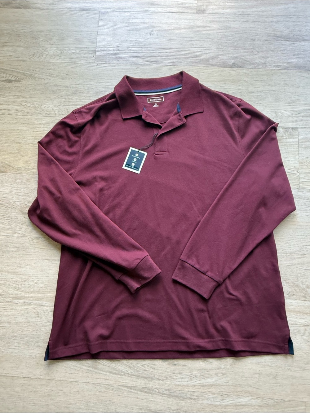 Club Room Men's Long-Sleeve Polo - Burgundy
